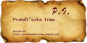 Prohászka Irma névjegykártya